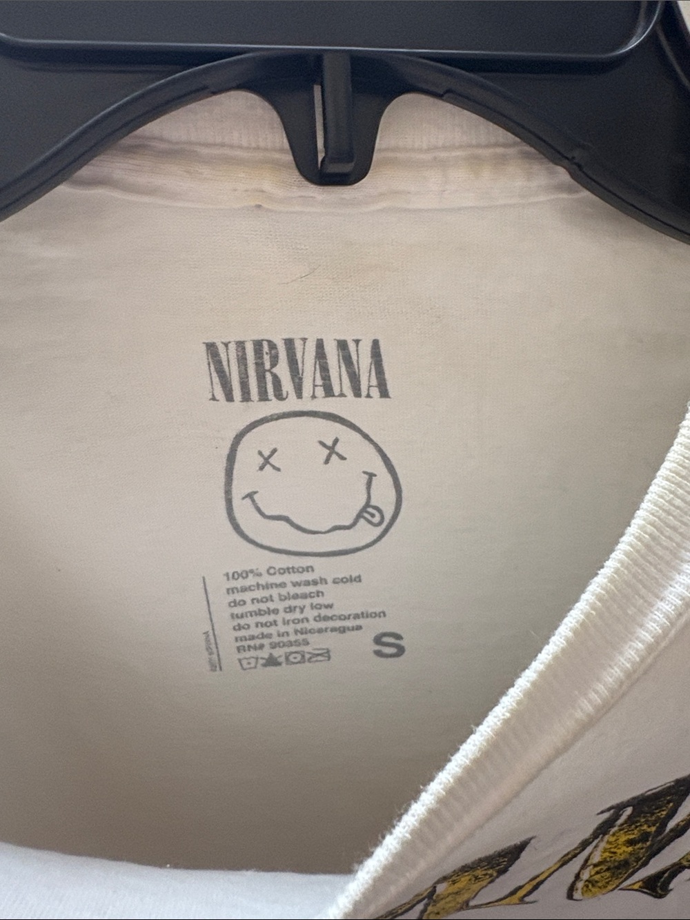NIRVANA White Tee with Yellow Smiley Graphic - Picture 3 of 3
